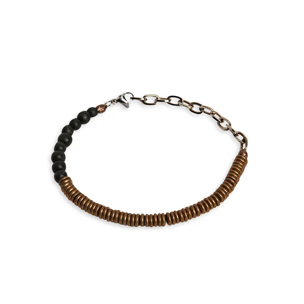 The Monotype The Brody Copper & Wood Beaded Bracelet Black Multi